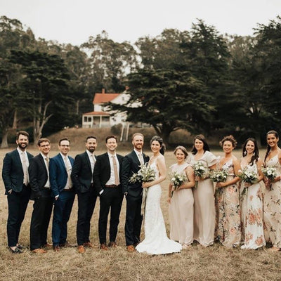bridal party poses on the marin headlands on a cool marin day. 