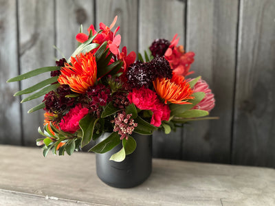  twists and turns in flaming tones of orange, reds and purples