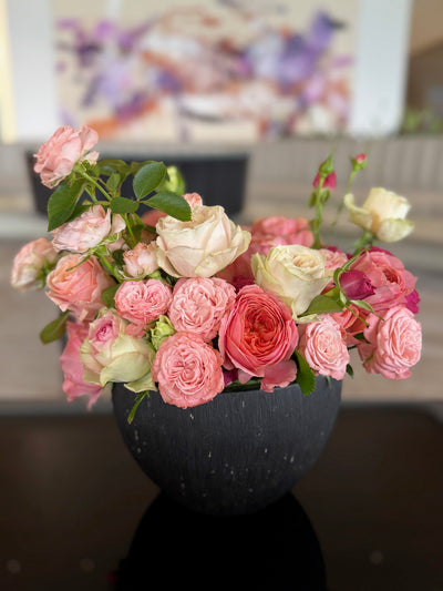 colorful lobby flowers in the office to add a touch of nature and hospitality. 